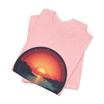 Sunset Vinyl Record Graphic Tee – Retro Sunset Beach Scene T-Shirt"