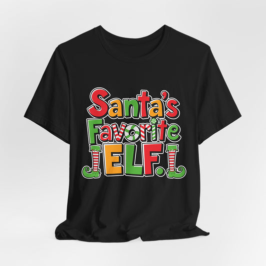 Santa's Favorite Elf Christmas T-Shirt - Fun Holiday Elf Graphic Tee