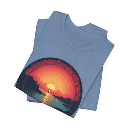 Sunset Vinyl Record Graphic Tee – Retro Sunset Beach Scene T-Shirt"