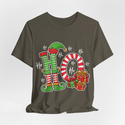 Festive Elf Ho Ho Ho Christmas T-Shirt - Perfect Holiday Gift