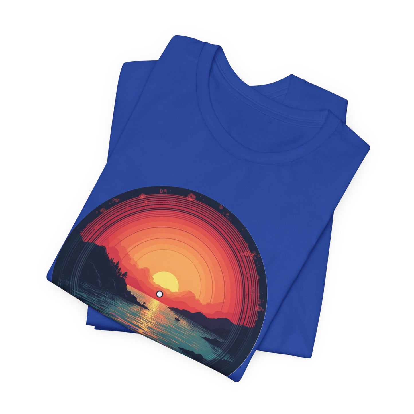 Sunset Vinyl Record Graphic Tee – Retro Sunset Beach Scene T-Shirt"