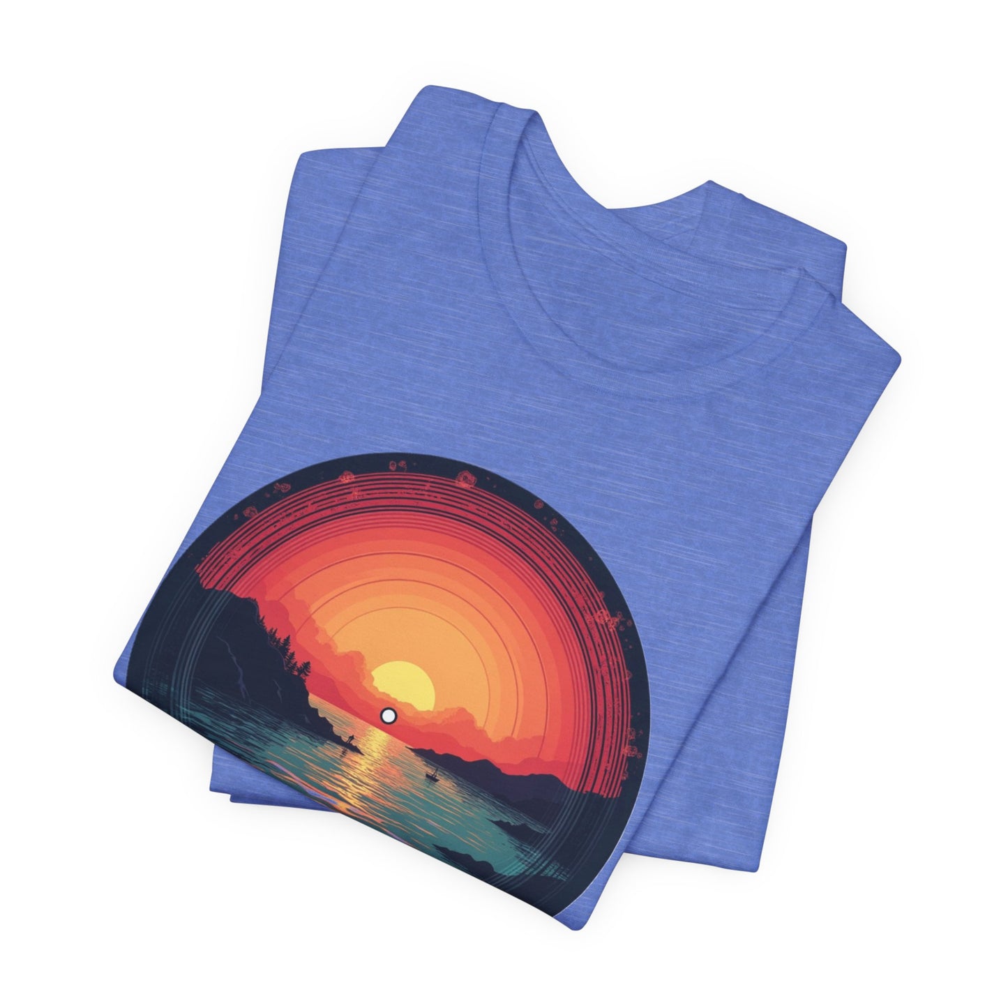 Sunset Vinyl Record Graphic Tee – Retro Sunset Beach Scene T-Shirt"