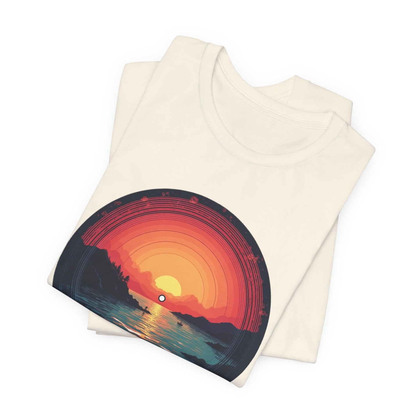 Sunset Vinyl Record Graphic Tee – Retro Sunset Beach Scene T-Shirt"