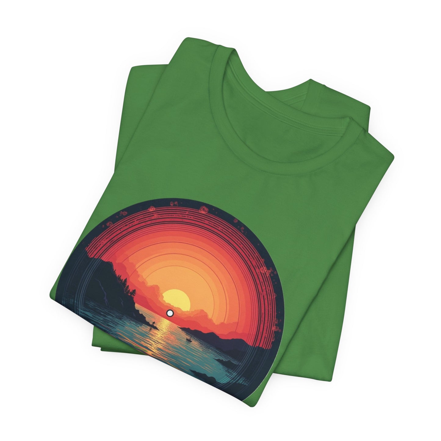 Sunset Vinyl Record Graphic Tee – Retro Sunset Beach Scene T-Shirt"