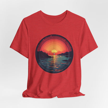 Sunset Vinyl Record Graphic Tee – Retro Sunset Beach Scene T-Shirt"