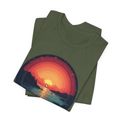 Sunset Vinyl Record Graphic Tee – Retro Sunset Beach Scene T-Shirt"