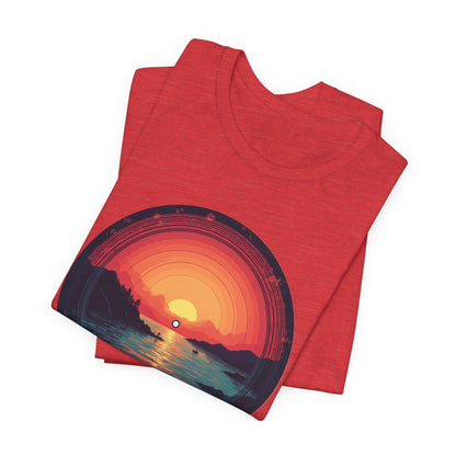 Sunset Vinyl Record Graphic Tee – Retro Sunset Beach Scene T-Shirt"